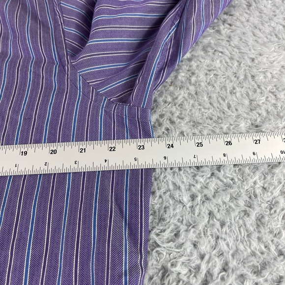 Robert Graham Purple Blue Stripe Dress Shirt Mens 16.5 42 100% Cotton Button Up - Picture 5 of 9